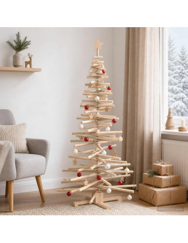 Albero di Natale in legno KOTKA 180 cm Legno Massello di Pino