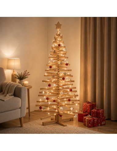Albero di Natale in legno KOTKA 150 cm Legno Massello di Pino