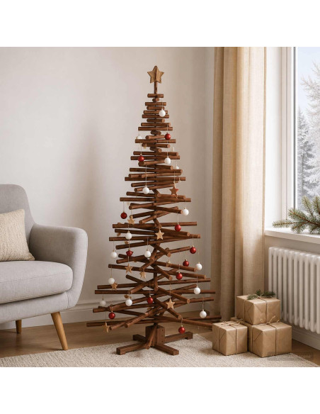Albero di Natale in legno KOTKA 180 cm Legno Massello di Pino