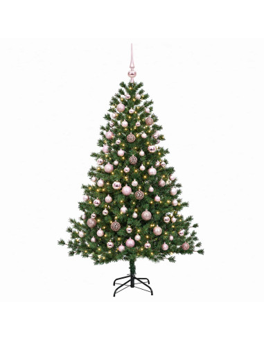 Albero di Natale artificiale con palline 210 cm 300 LED