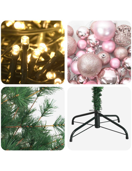 Albero di Natale artificiale con palline 210 cm 300 LED
