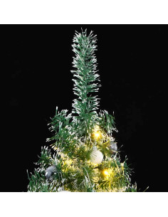Albero di Natale Artificiale con 300 LED Palline e Neve 180 cm