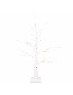 Albero di Natale in betulla con LED 2 pz Bianco 10 x 10 x 58 cm 2
