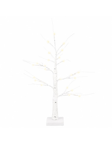 Albero di Natale in betulla con LED 2 pz Bianco 10 x 10 x 58 cm