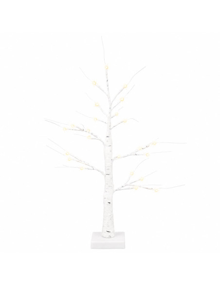 Albero di Natale in betulla con LED 2 pz Bianco 10 x 10 x 58 cm