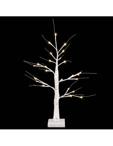 Albero di Natale in betulla con LED 2 pz Bianco 10 x 10 x 58 cm