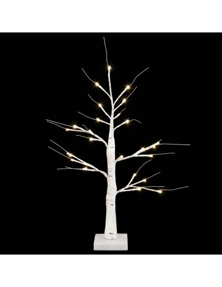 Albero di Natale in betulla con LED 2 pz Bianco 10 x 10 x 58 cm