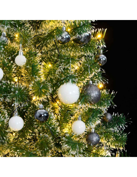 Albero di Natale Artificiale con 300 LED Palline e Neve 180 cm