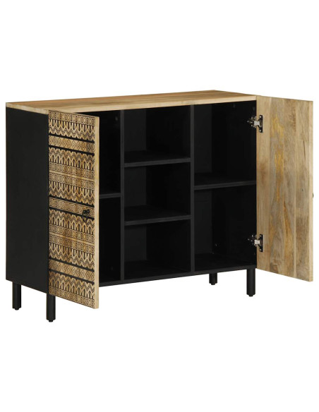 Credenza 90x33,5x75 cm in Legno Massello di Mango Grezzo