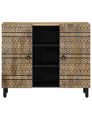 Credenza 90x33,5x75 cm in Legno Massello di Mango Grezzo