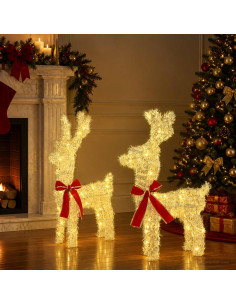 Renna di Natale 3D LOVIISA 2 pz 80 LED Bianco caldo