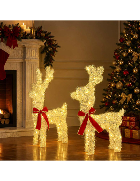 Renna di Natale 3D LOVIISA 2 pz 80 LED Bianco caldo