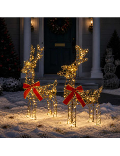 Renna di Natale 3D LOVIISA 2 pz 180 LED Bianco caldo