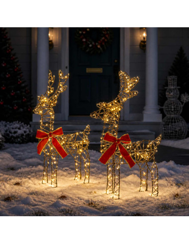Renna di Natale 3D LOVIISA 2 pz 180 LED Bianco caldo