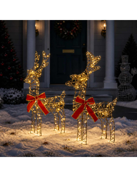 Renna di Natale 3D LOVIISA 2 pz 180 LED Bianco caldo