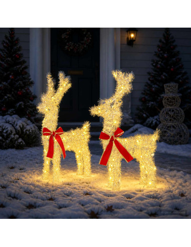 Renna di Natale 3D LOVIISA 2 pz 80 LED Bianco caldo