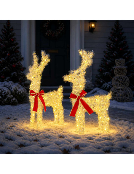 Renna di Natale 3D LOVIISA 2 pz 80 LED Bianco caldo