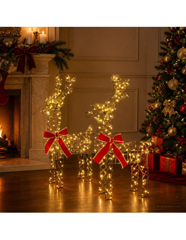 Renna di Natale 3D LOVIISA 2 pz 180 LED Bianco caldo