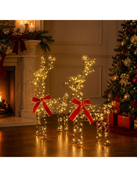 Renna di Natale 3D LOVIISA 2 pz 180 LED Bianco caldo