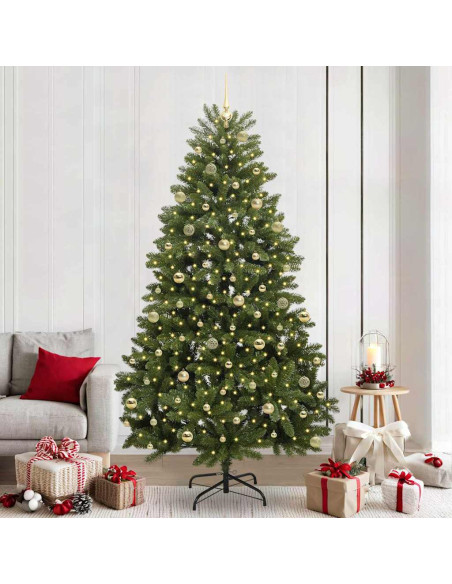 Albero di Natale artificiale 240 cm 300 LED Bianco caldo Verde
