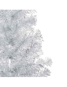 Albero di Natale Preilluminato con Palline Argento 210 cm PET