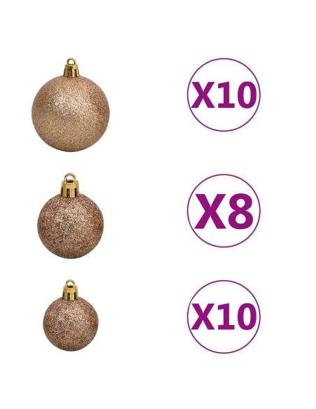 Albero di Natale Preilluminato con Palline 180 cm 620 Rami