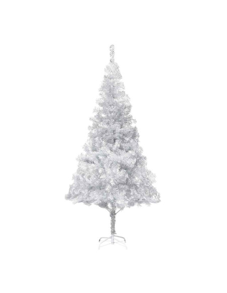 Albero di Natale Preilluminato con Palline Argento 210 cm PET