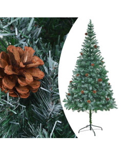 Albero di Natale Preilluminato con Palline e Pigne 210 cm