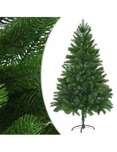 Albero di Natale Preilluminato con Palline Verde 210 cm