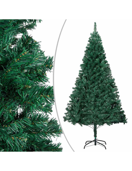 Albero di Natale Preilluminato con Palline Verde 240 cm PVC