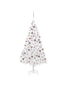 Albero di Natale Preilluminato con Palline Bianco 240 cm PVC