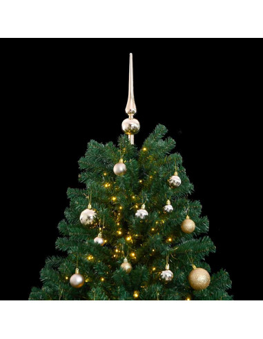 Albero Natale Incernierato con 300 LED e Palline 210 cm