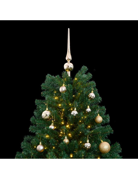 Albero Natale Incernierato con 300 LED e Palline 210 cm
