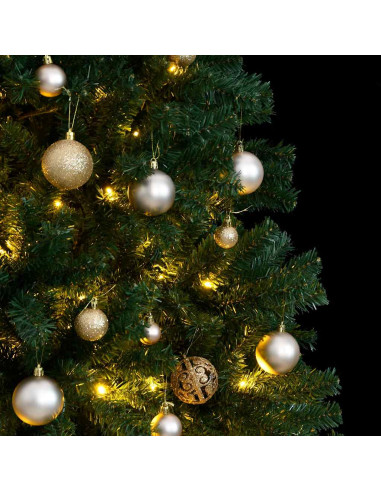 Albero Natale Incernierato con 300 LED e Palline 210 cm