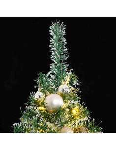 Albero di Natale Artificiale con 300 LED Palline e Neve 240 cm