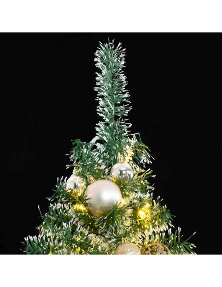 Albero di Natale Artificiale con 300 LED Palline e Neve 240 cm