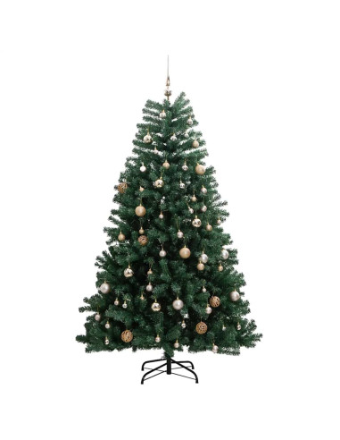 Albero Natale Incernierato con 300 LED e Palline 240 cm