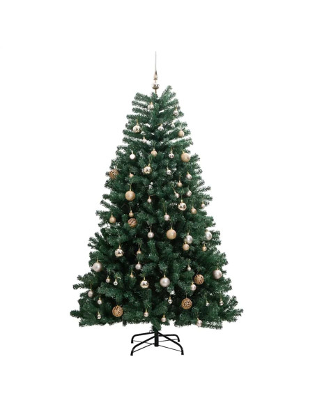 Albero Natale Incernierato con 300 LED e Palline 240 cm