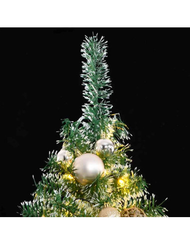 Albero di Natale Artificiale con 300 LED Palline e Neve 210 cm