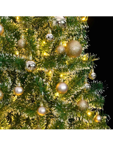Albero di Natale Artificiale con 300 LED Palline e Neve 210 cm