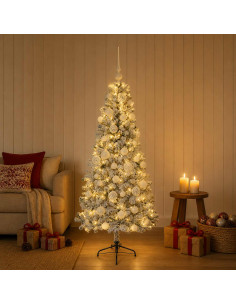 Albero di Natale artificiale con palline 120 cm 150 LED