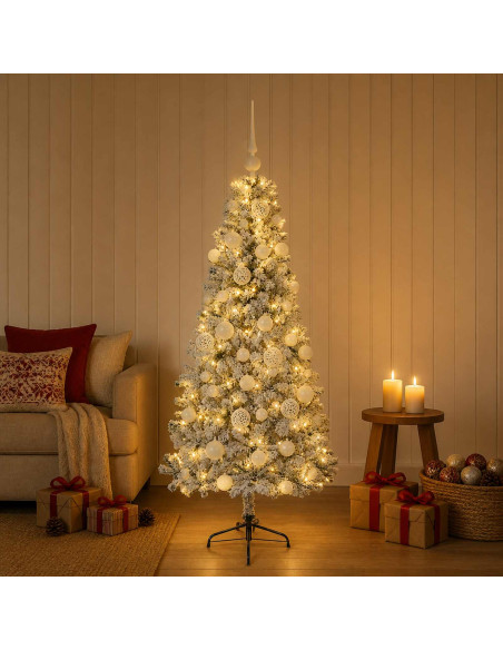 Albero di Natale artificiale con palline 120 cm 150 LED