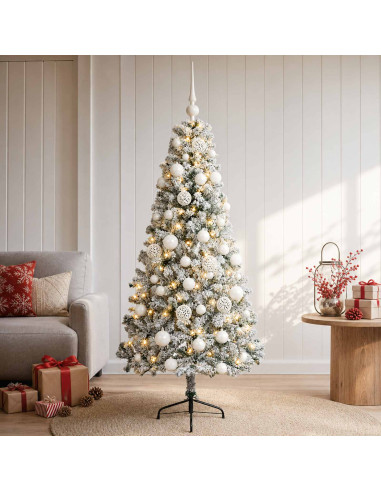 Albero di Natale artificiale con palline 120 cm 150 LED