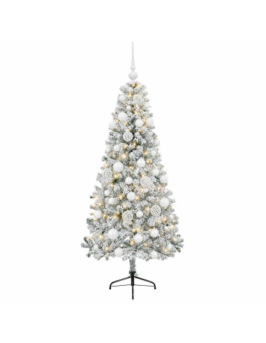 Albero di Natale artificiale con palline 120 cm 150 LED