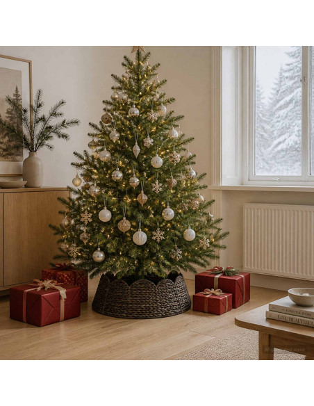 Collare per Albero di Natale Rotondo Nero Ø 75 x 25 cm