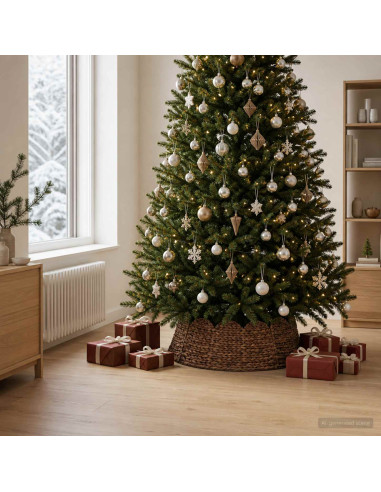 Collare per Albero di Natale Rotondo Marrone Ø 105 x 28 cm