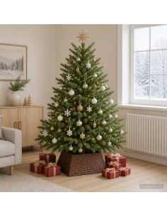 Collare per Albero di Natale Quadrato Marrone Scuro polyrattan