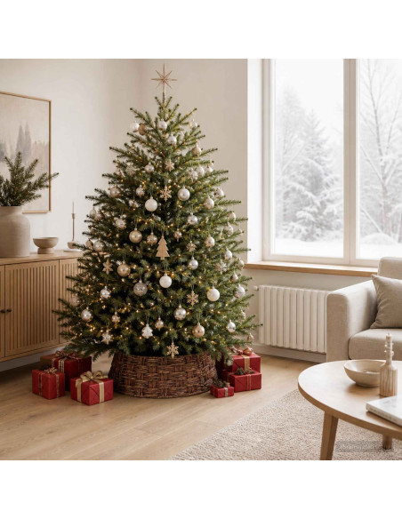 Collare per Albero di Natale Rotondo Marrone lavato
