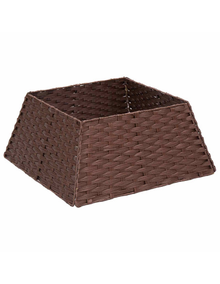 Collare per Albero di Natale Quadrato Marrone Scuro polyrattan