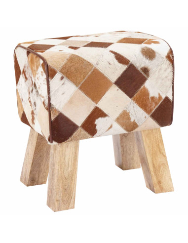 panchina 40 x 30 x 45 cm Pelle Vera Marrone Patchwork